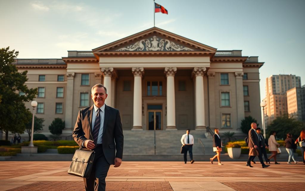 A Grand Courthouse Stands Majestically, Its Imposing Facade Bathed In Warm Afternoon Light. In The Foreground, A Determined Criminal Defense Attorney Strides Purposefully, Briefcase In Hand, Radiating An Air Of Competence And Experience. The Middle Ground Depicts A Serene Yet Focused Atmosphere, With Clients Seeking Legal Counsel, Their Expressions Conveying The Gravity Of Their Circumstances. The Background Is A Bustling Urban Landscape, Hinting At The Complex And Diverse Challenges Faced By Those In Need Of Skilled Criminal Defense Representation In Maryland. A Grand Courthouse Stands Majestically, Its Imposing Facade Bathed In Warm Afternoon Light. In The Foreground, A Determined Criminal Defense Attorney Strides Purposefully, Briefcase In Hand, Radiating An Air Of Competence And Experience. The Middle Ground Depicts A Serene Yet Focused Atmosphere, With Clients Seeking Legal Counsel, Their Expressions Conveying The Gravity Of Their Circumstances. The Background Is A Bustling Urban Landscape, Hinting At The Complex And Diverse Challenges Faced By Those In Need Of Skilled Criminal Defense Representation In Maryland.